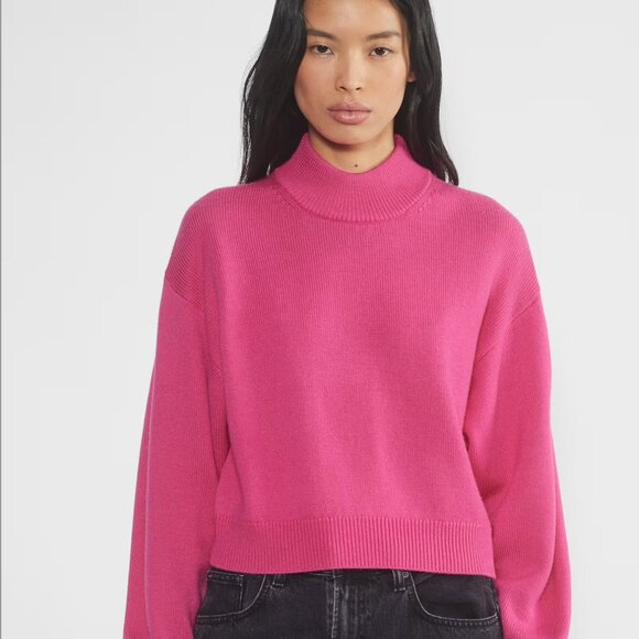 Aritzia Wilfred Free Harper Sweater Merino Wool Cropped Turtleneck Purple XS - Picture 4 of 5